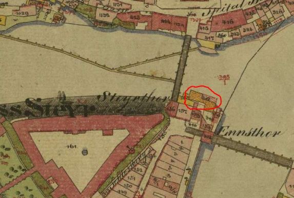 kleines Bild der Mühle zwischen den Brücken