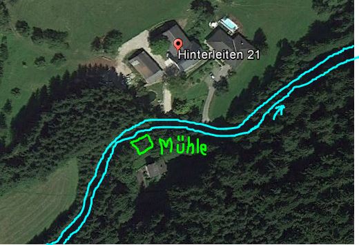 kleines Bild der Mitterrieglmühle Luftaufnahgme: Google Earth